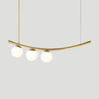 Lustre Pendente Katana Ouro 3 Globos Esfera Vidro Branco