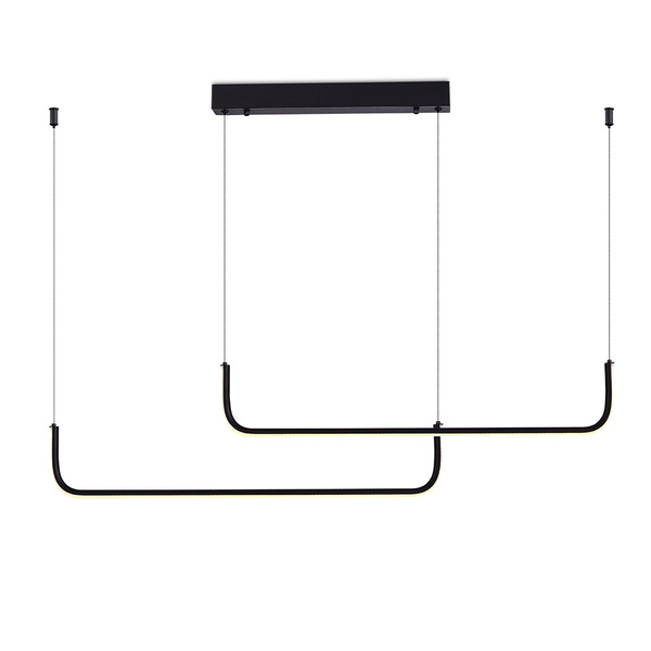 Lustre Pendente Led 30w 3000k Linear Preto Fosco 120cm Racker