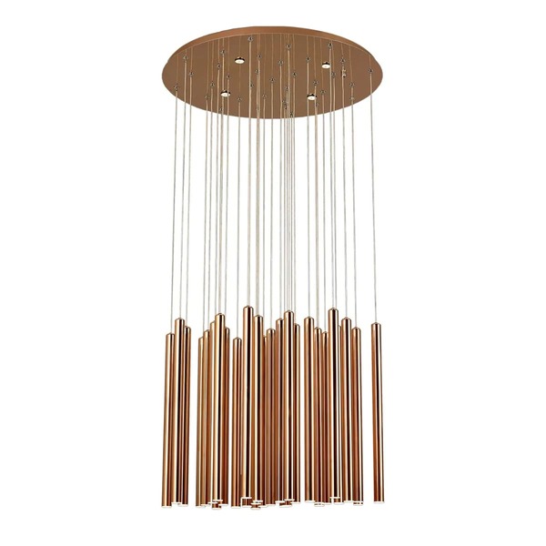 Lustre Pendente Led 33w Moderno Rose Gold 62cm Runde