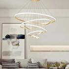 Lustre Pendente Led 5 Anéis Moderno 189w 100cm Dourado C/ Con