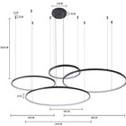 Lustre Pendente Led Argolas Daire 4 Aros 40/60/80/100cm 132w