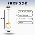 Lustre Pendente Led Cristal K9 Bolha Anel Arco Redondo Bivolt