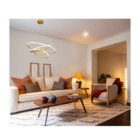 Lustre Pendente Led Luminária 3 Anéis 60w Dourado 60cm