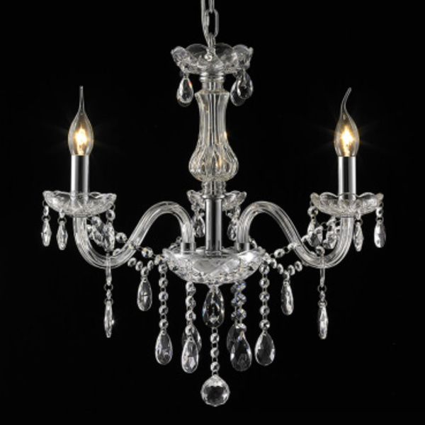 Lustre Pendente Lu-016 3 Lâmpadas 52cm Cristal Mais Luz