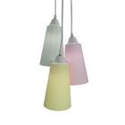 Lustre Pendente Luminária 3 Cúpulas Verde, Rosa E Amarelo Cla