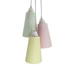 Lustre Pendente Luminária 3 Cúpulas Verde, Rosa E Amarelo Cla