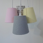 Lustre Pendente Luminária 4 Cúpula Mix Tecidos Chevron Bivolt