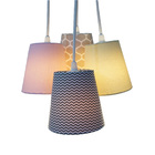 Lustre Pendente Luminária 4 Cúpula Mix Tecidos Chevron Bivolt