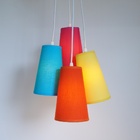 Lustre Pendente Luminária 4 Cúpulas Pink, Azul, Amarelo E Lar