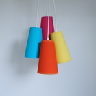 Lustre Pendente Luminária 4 Cúpulas Pink, Azul, Amarelo E Lar