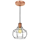 Lustre Pendente Luminária Aladim Aramado Preto Com Cobre