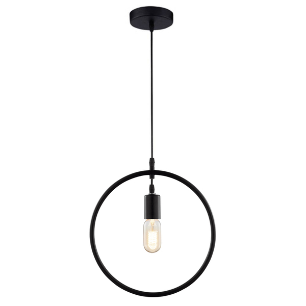 Lustre Pendente Luminária Aramado Geométrico Redondo Preto