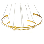 Lustre Pendente Luminaria Arco Aneis 94w Perfil Dourado Sala