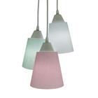 Lustre Pendente Luminária Bebê Tecidos Verde, Rosa E Branco B