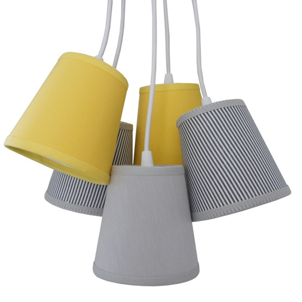 Lustre Pendente Luminária Cacho Amarelo E Cinza Bivolt