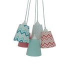 Lustre Pendente Luminária Cacho Chevron Verde E Coral Bivolt