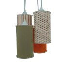 Lustre Pendente Luminária Cacho Cilíndrico Listras E Triângul