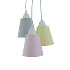 Lustre Pendente Luminária Cacho Cinza, Rosa E Amarelo Bivolt