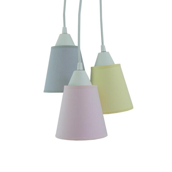 Lustre Pendente Luminária Cacho Cinza, Rosa E Amarelo Bivolt