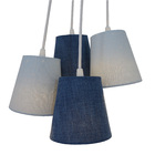 Lustre Pendente Luminária Cacho Jeans 4 Cúpulas Azul Bivolt