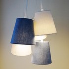 Lustre Pendente Luminária Cacho Jeans Azul E Bege Bivolt