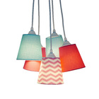 Lustre Pendente Luminária Cacho Mix Chevron Rosa E Azul Bivolt