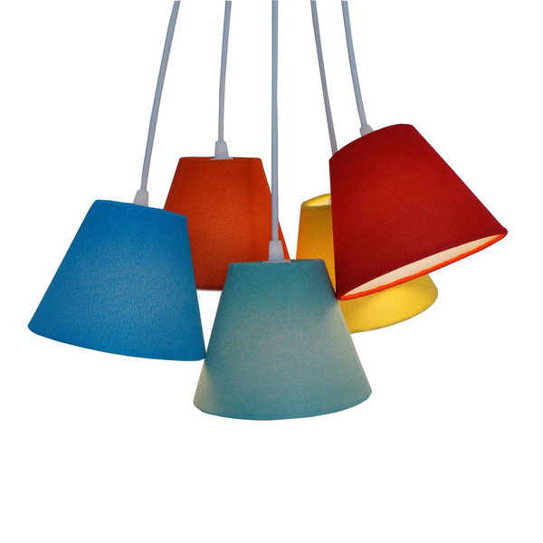 Lustre Pendente Luminária Cacho Mix Tecidos Coloridos Bivolt