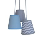 Lustre Pendente Luminária Chevron Cinza E Azul Bebê Bivolt