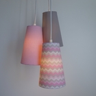 Lustre Pendente Luminária Chevron Cinza E Rosa