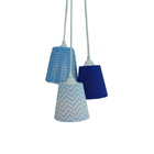 Lustre Pendente Luminária Crochê Azul E Tecidos