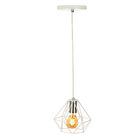 Lustre Pendente Luminária Diamante Aramado Branco