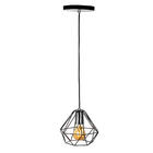 Lustre Pendente Luminária Diamante Aramado Preto