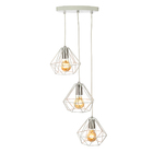 Lustre Pendente Luminária Diamante Aramado Triplo Branco