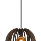 Lustre Pendente Luminaria Madeira Bola - Ideal Quarto Sala