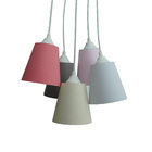 Lustre Pendente Luminária Mix 5 Cúpulas Tecidos Bivolt