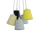 Lustre Pendente Luminária Mix Tecidos Bebê Chevron Tons De Ci