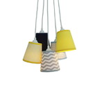 Lustre Pendente Luminária Mix Tecidos Bebê Chevron Tons De Ci