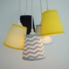 Lustre Pendente Luminária Mix Tecidos Bebê Chevron Tons De Ci