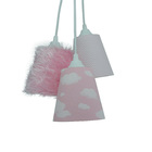 Lustre Pendente Luminária Nuvens Rosa, Chevron E Frufru Bivolt