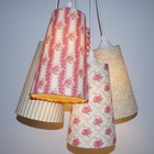 Lustre Pendente Luminária Romance Tons De Bege E Vermelho