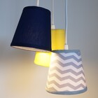 Lustre Pendente Luminária Teto Azul Marinho, Chevron Cinza E