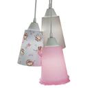 Lustre Pendente Luminária Teto Cacho 3 Cúpulas Bailarina Rosa