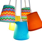 Lustre Pendente Luminária Teto Chevron Colors Tecido Bivolt