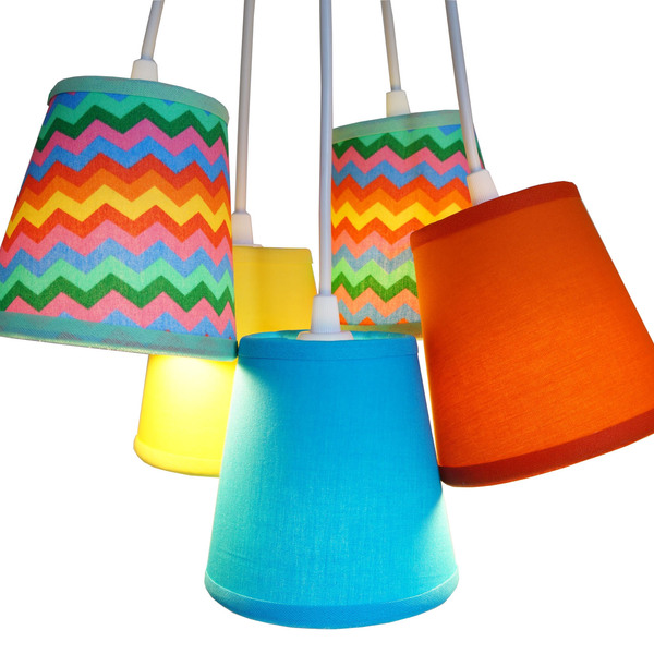 Lustre Pendente Luminária Teto Chevron Colors Tecido Bivolt