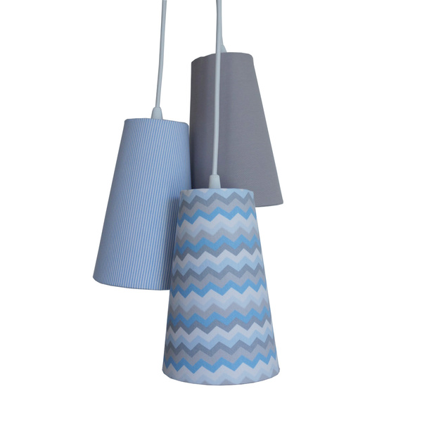 Lustre Pendente Luminária Teto Criança Cinza, Azul E Branco B