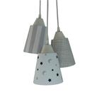 Lustre Pendente Luminária Teto Tecido Cinza E Branco Bivolt