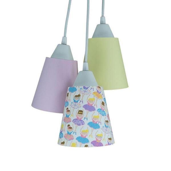 Lustre Pendente Luminária Teto Tecidos Bailarinas Coloridas B