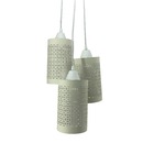 Lustre Pendente Luminária Trio Rendado Bege