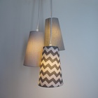 Lustre Pendente Luminária Tripla Com Tecido Chevron Bivolt