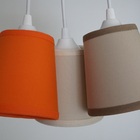 Lustre Pendente Luminária Triplo Zoo Laranja, Caqui E Bege Bi